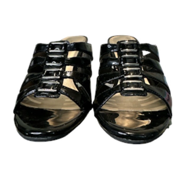 Dana Buchanan open toe black patten Pump size says women’s 8 fits like a 7 - Picture 4 of 7